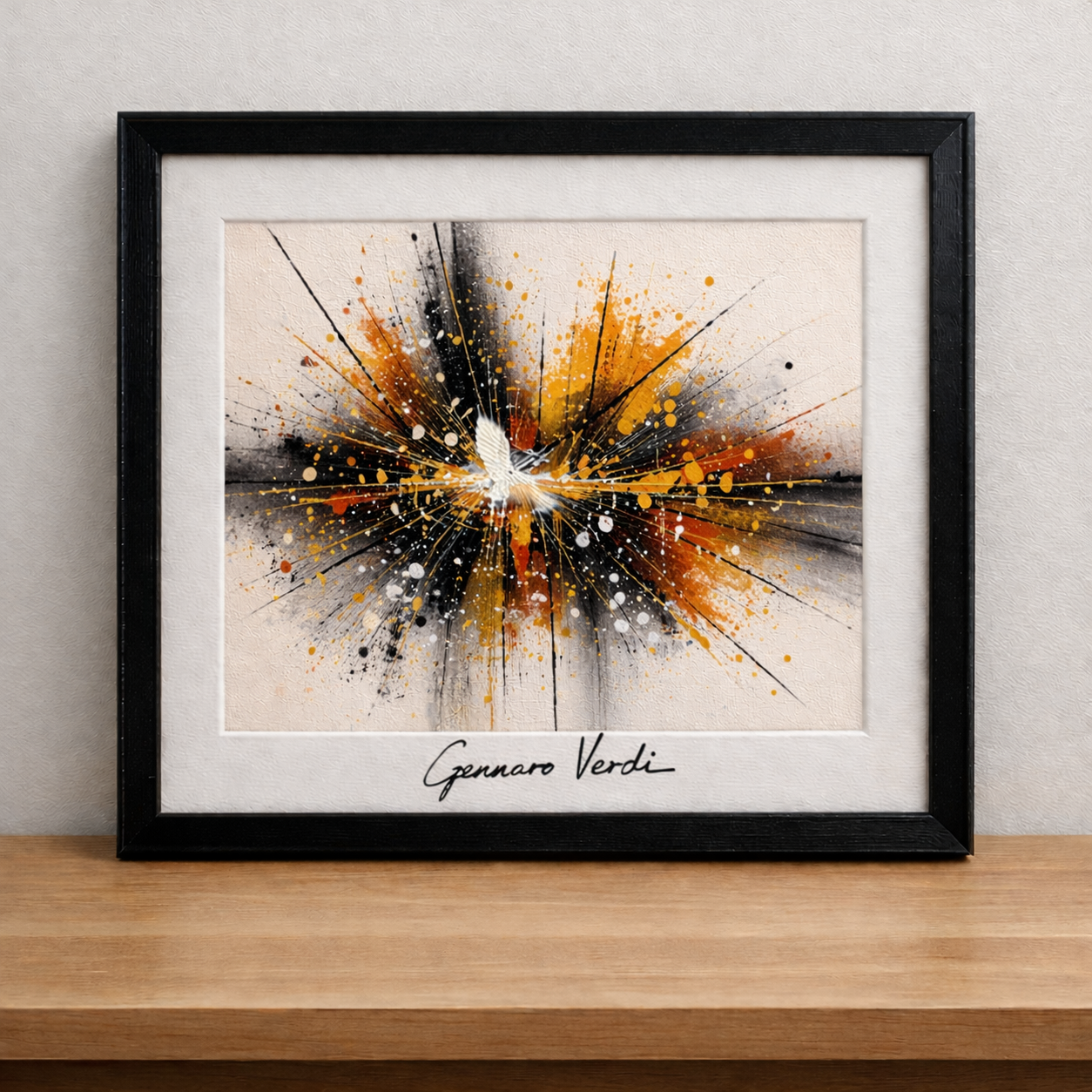 Abstract burst on a wooden surface