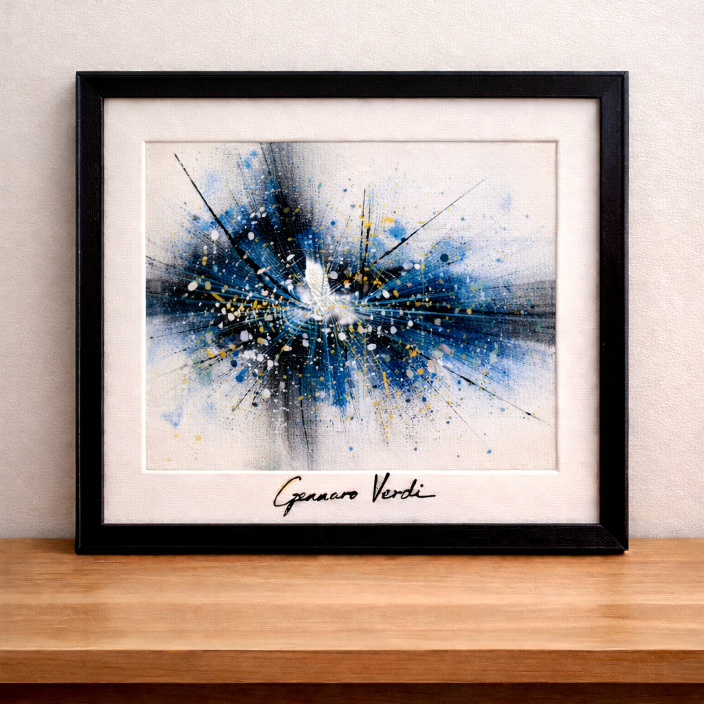 Abstract explosion in blue and gold